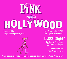 Pink Goes To Hollywood title screen for Sega Mega Drive